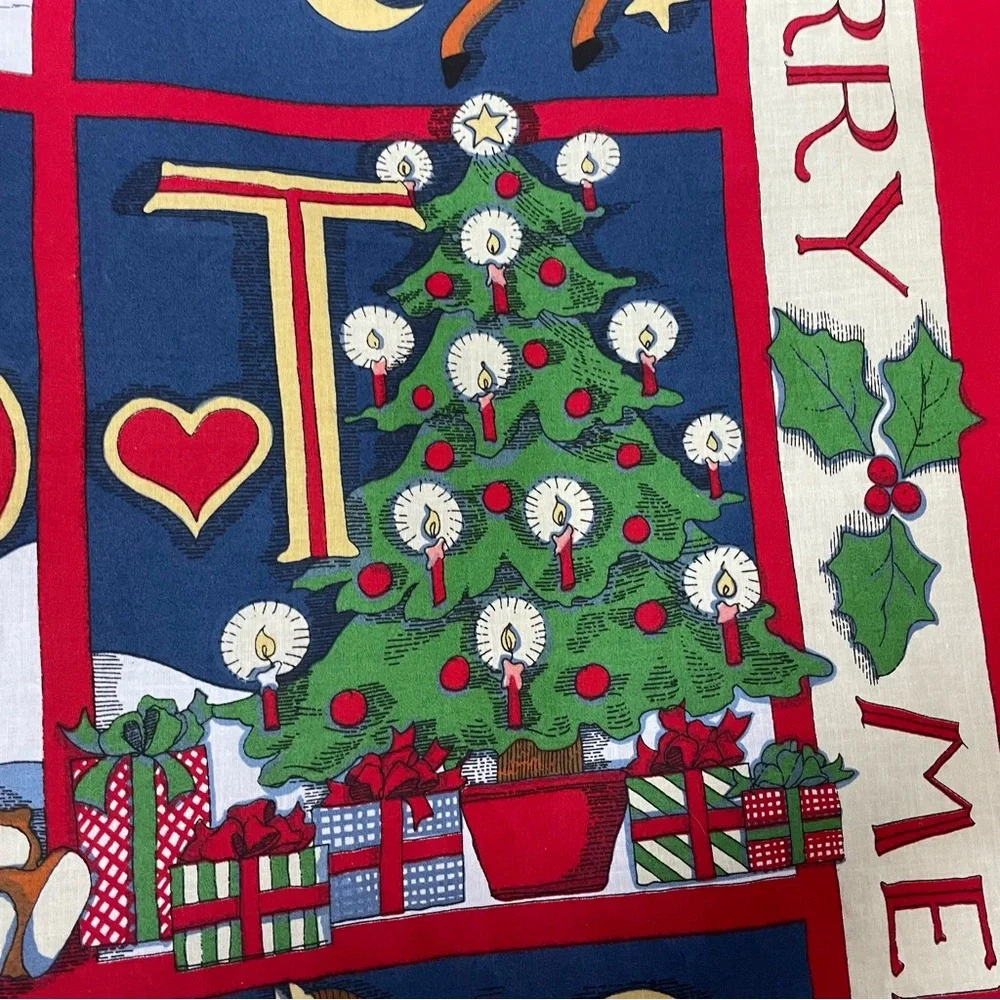 Vintage 90s Christmas Quilt Panel Set of 2 Angel Cut and Sew Santa Reindeer #K33